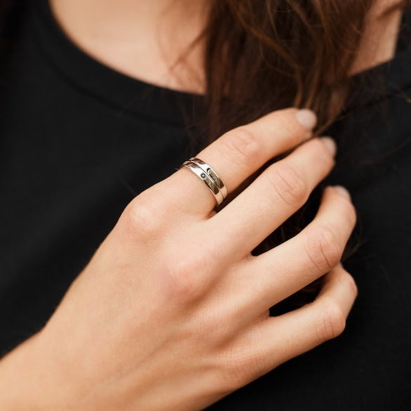 Sun And Moon Couple Pure Silver Rings