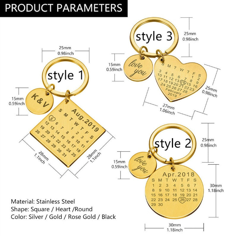 Calendar Personalized Keychain