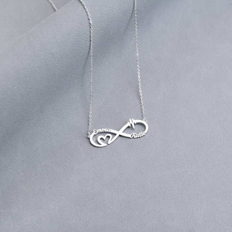 Infinity Name Necklace with Heart