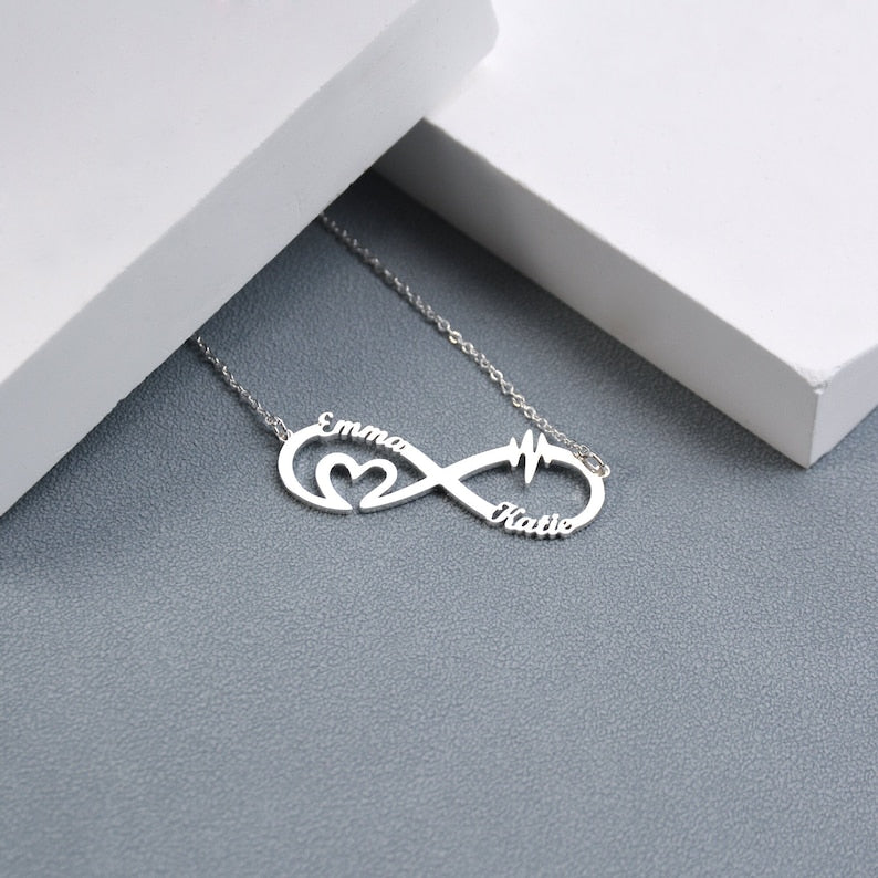 Infinity Name Necklace with Heart