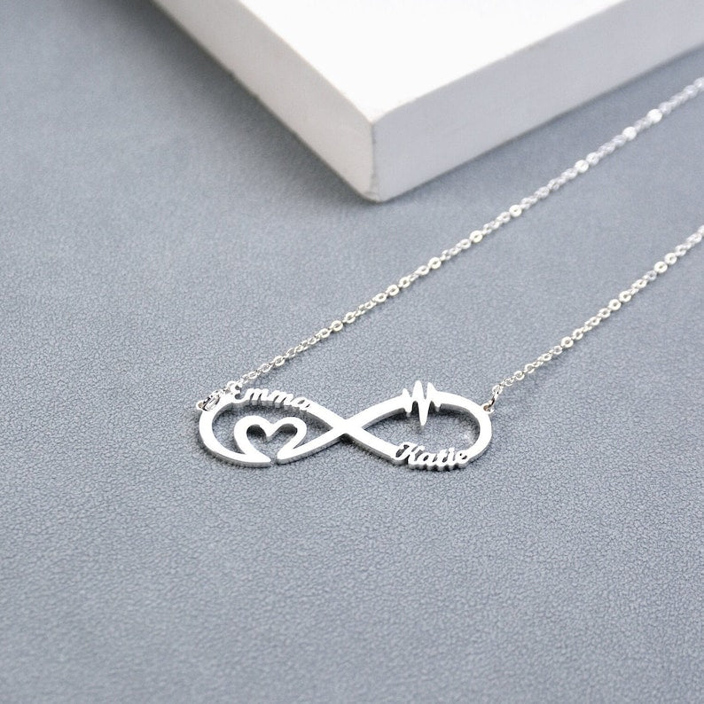 Infinity Name Necklace with Heart