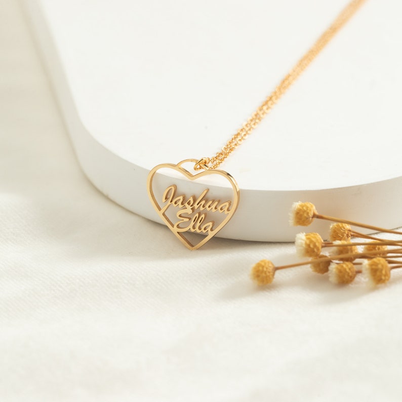 Custom Two Name Necklace with Heart