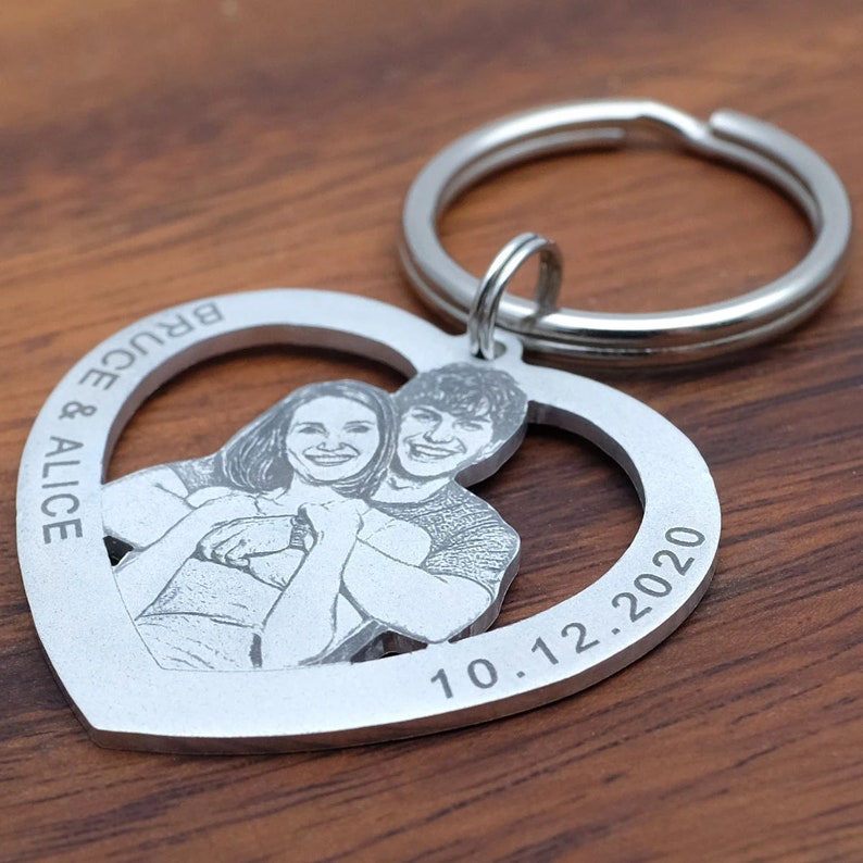 Personalized Photo Keychain - Heart Shape