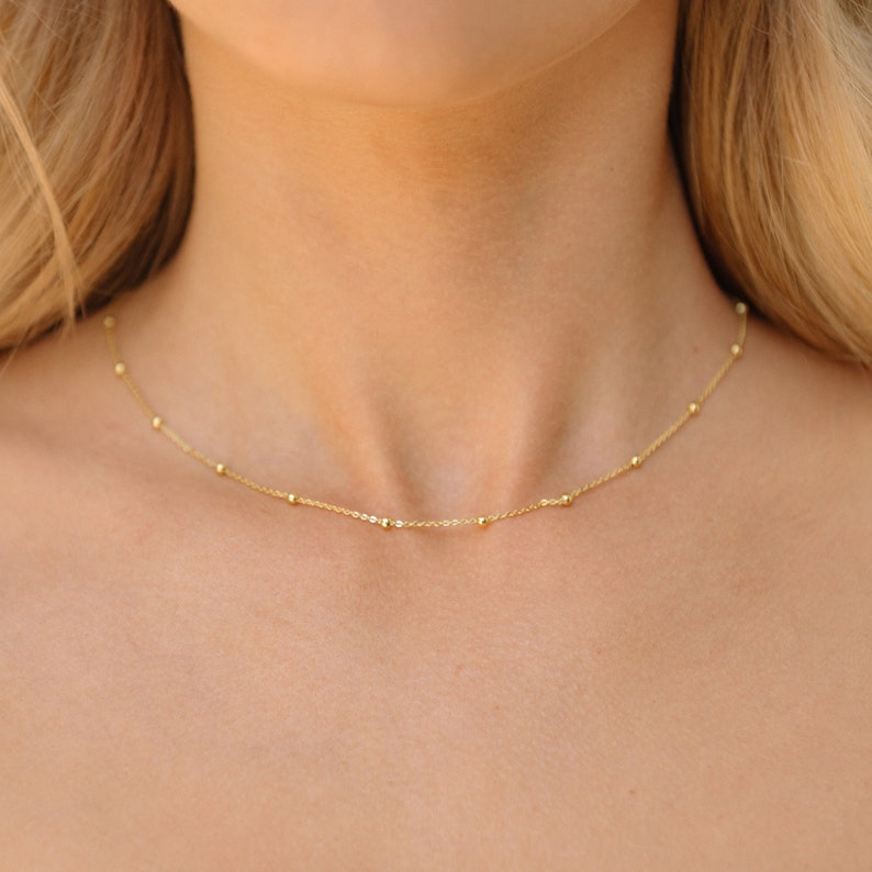 14K Gold Beaded Necklace