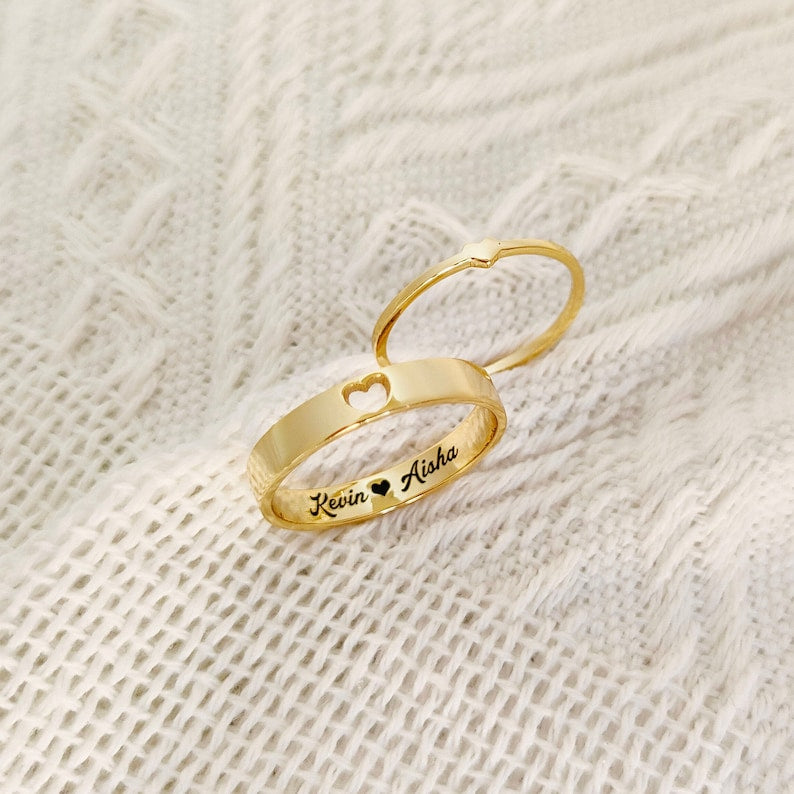Monogrammed Couples Rings Personalized Engraved Couples Rings Set-925 Sterling Silver – Artsy Store