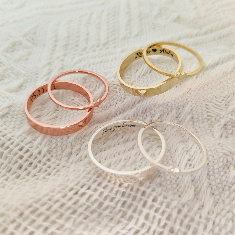 Monogrammed Couples Rings Personalized Engraved Couples Rings Set-925 Sterling Silver – Artsy Store