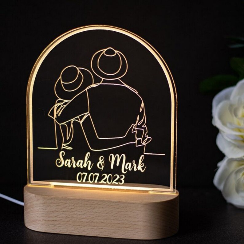 Personalized Unique Couple Photo & Name Acrylic Led Lamp