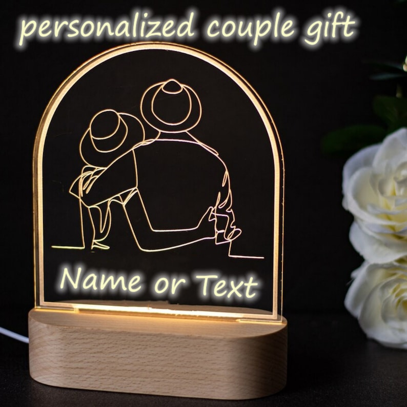 Personalized Unique Couple Photo & Name Acrylic Led Lamp
