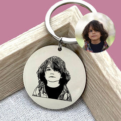Custom Portrait Engraved Keyring