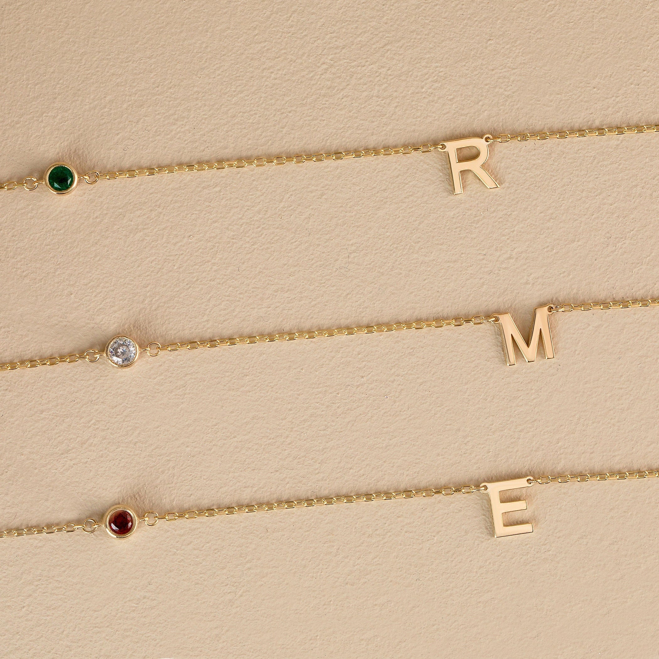 Initial Necklace With Birthstone