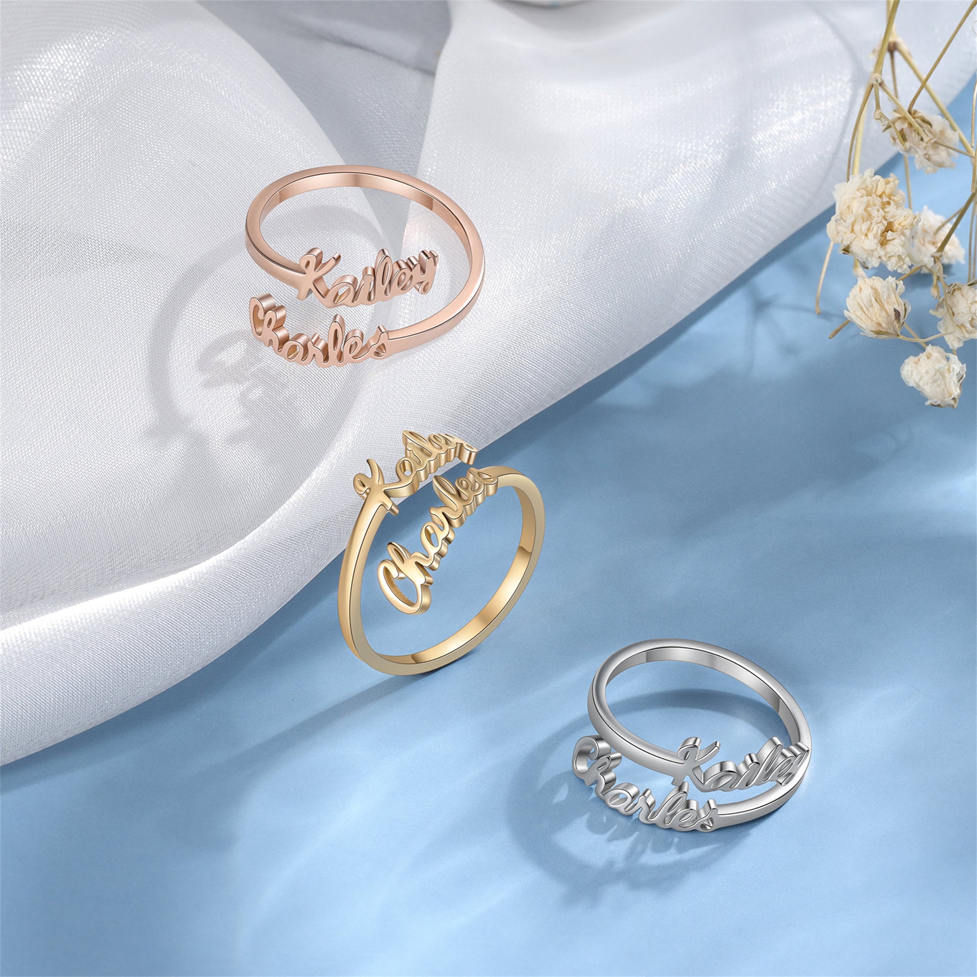 Dual Name Rings Double Name Ring- 925 Sterling Silver – Artsy Store