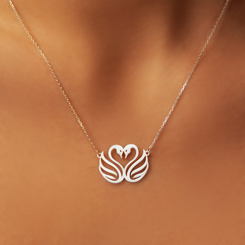 Heart Swans Necklace
