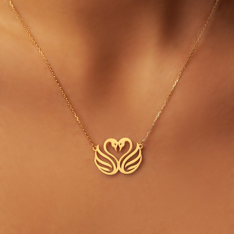Heart Swans Necklace