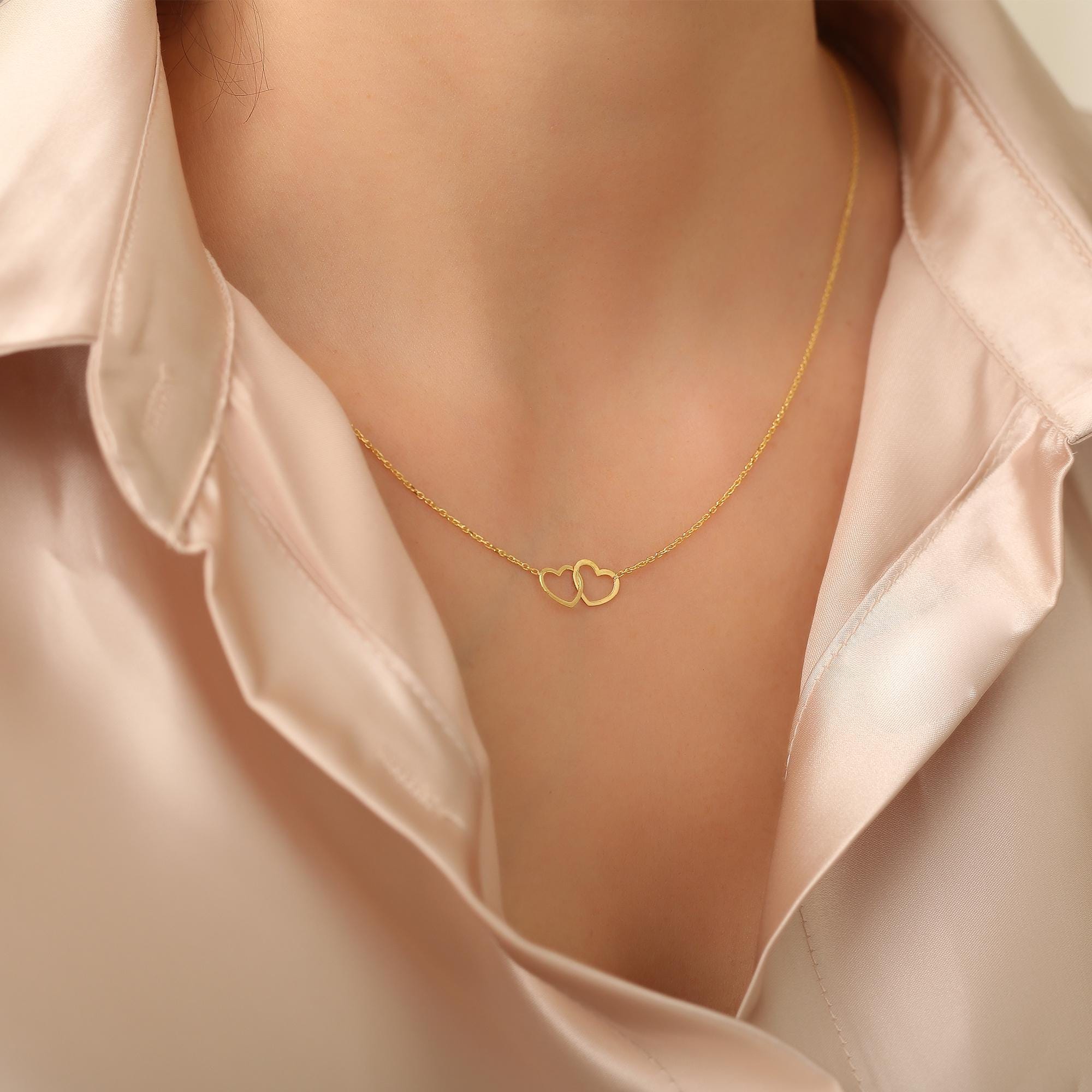 925K Silver Two Heart Necklace