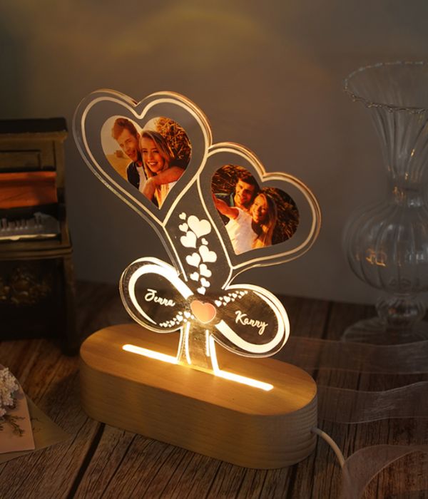 Customized Dual Heart Photo Frame For Couple or Family