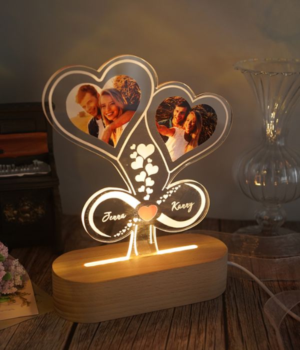 Customized Dual Heart Photo Frame For Couple or Family
