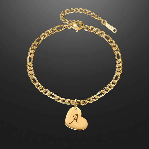 Heart Initial Engraved Anklet