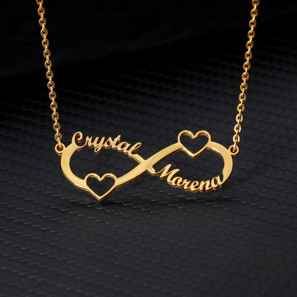  Infinity Name Necklace-Double Heart