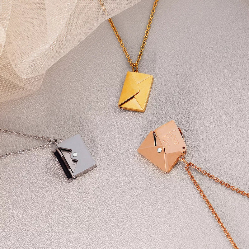 Envelope Massage Locket Necklace