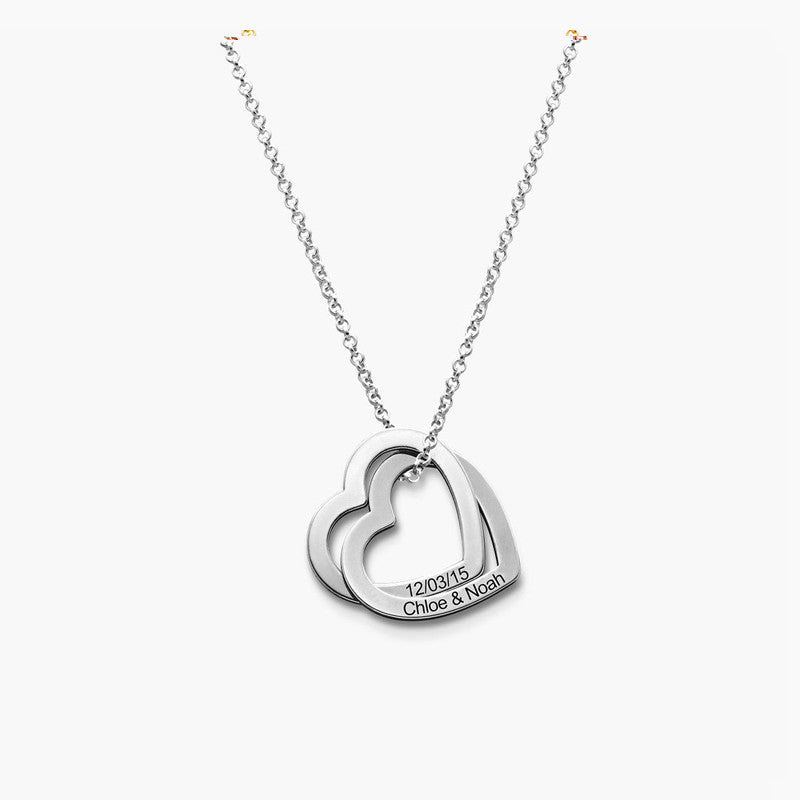 TWO HEART ENGRAVED NAME NECKLACE