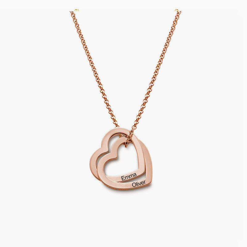 TWO HEART ENGRAVED NAME NECKLACE