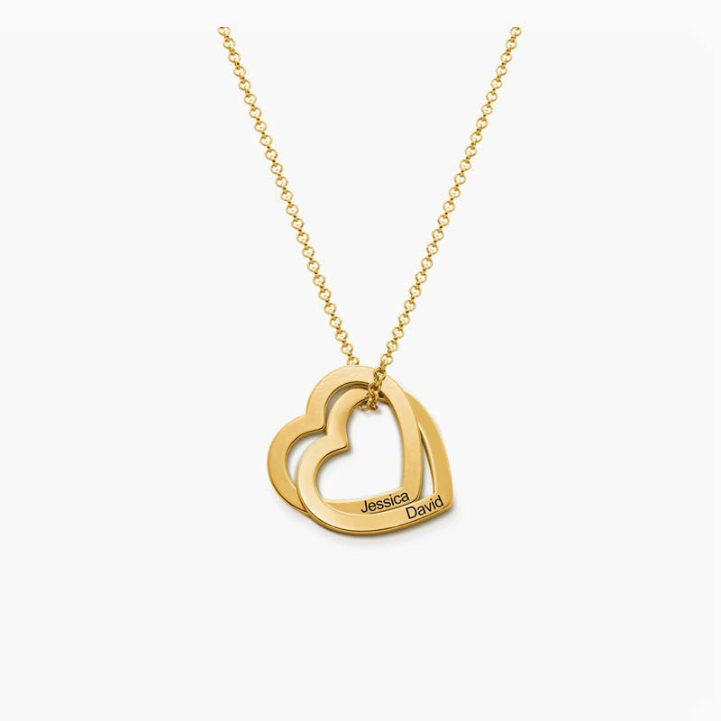 TWO HEART ENGRAVED NAME NECKLACE