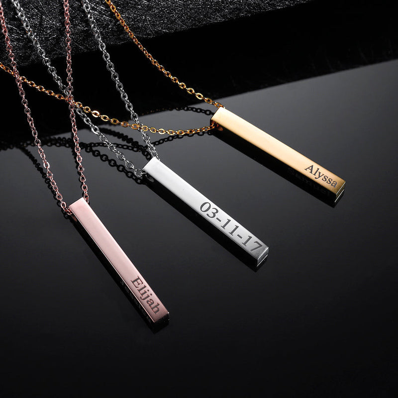 Personalized 3d bar necklace Clearance