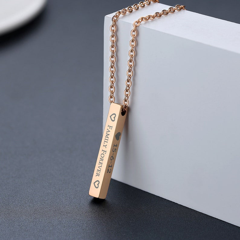 Personalized 3D Bar Necklace