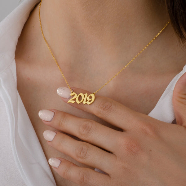 Birth Year Gothic Minimal Necklace