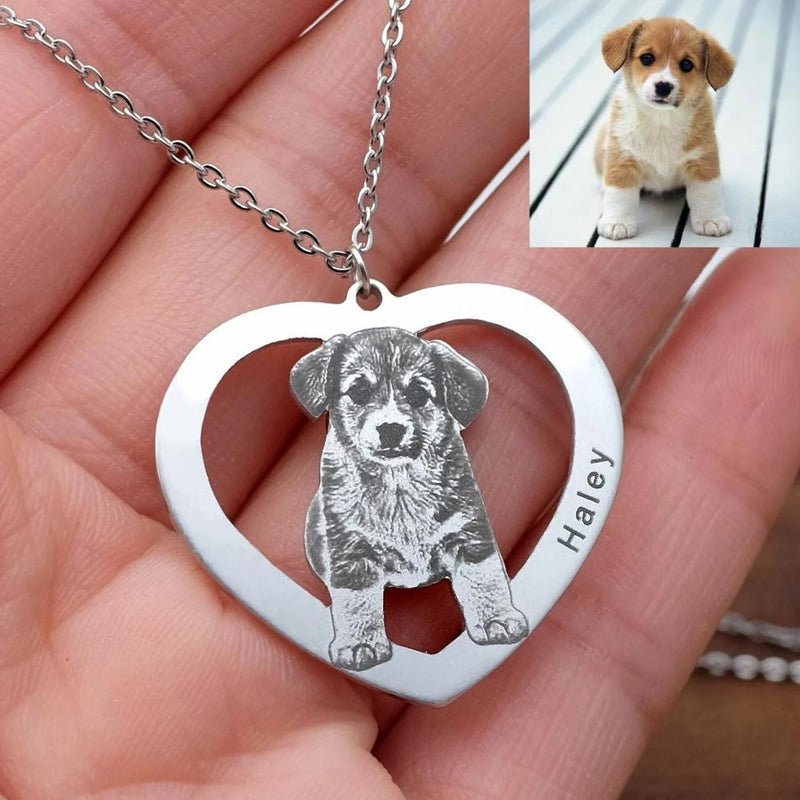 Custom Portrait Your Dog , Pet Photo Necklace
