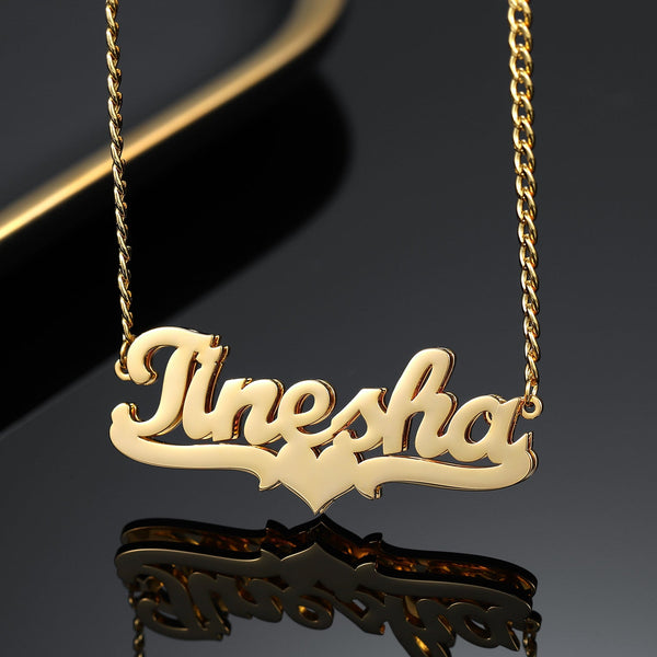 Double Plated Heart Name Necklace
