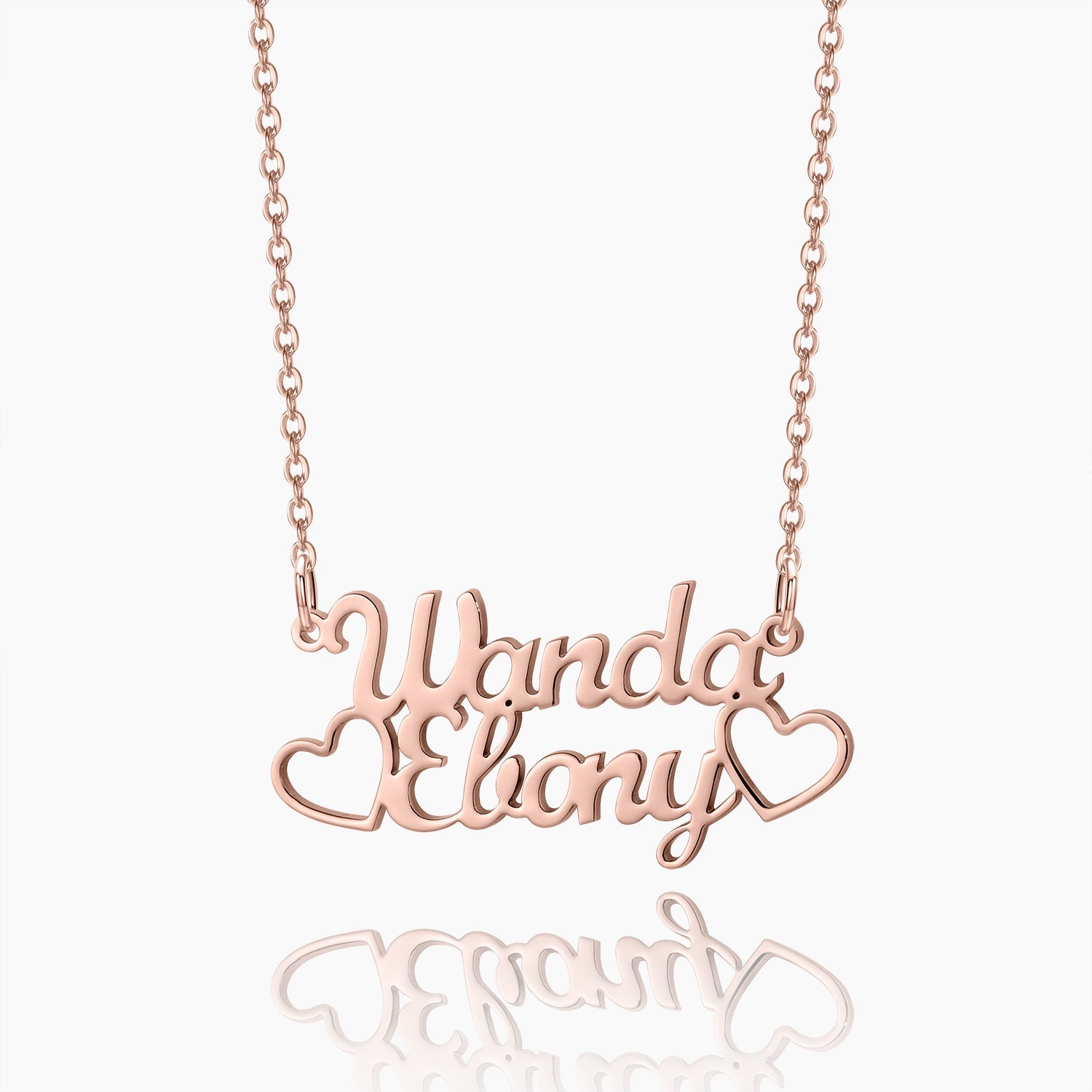 Double Heart And Double Name Necklace