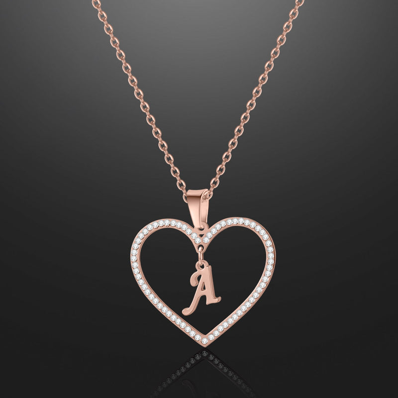 Heart Initial Diamond Necklace