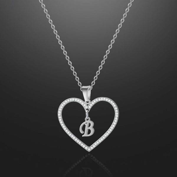 Heart Initial Diamond Necklace
