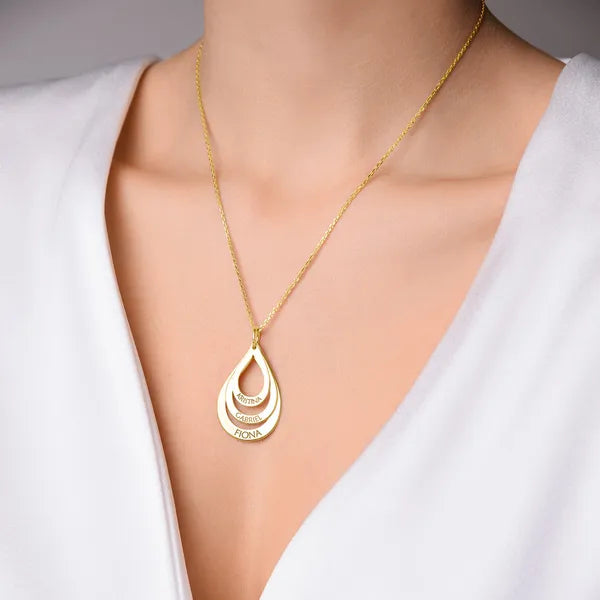 Customised Love Drop Necklace Gold Electroplated