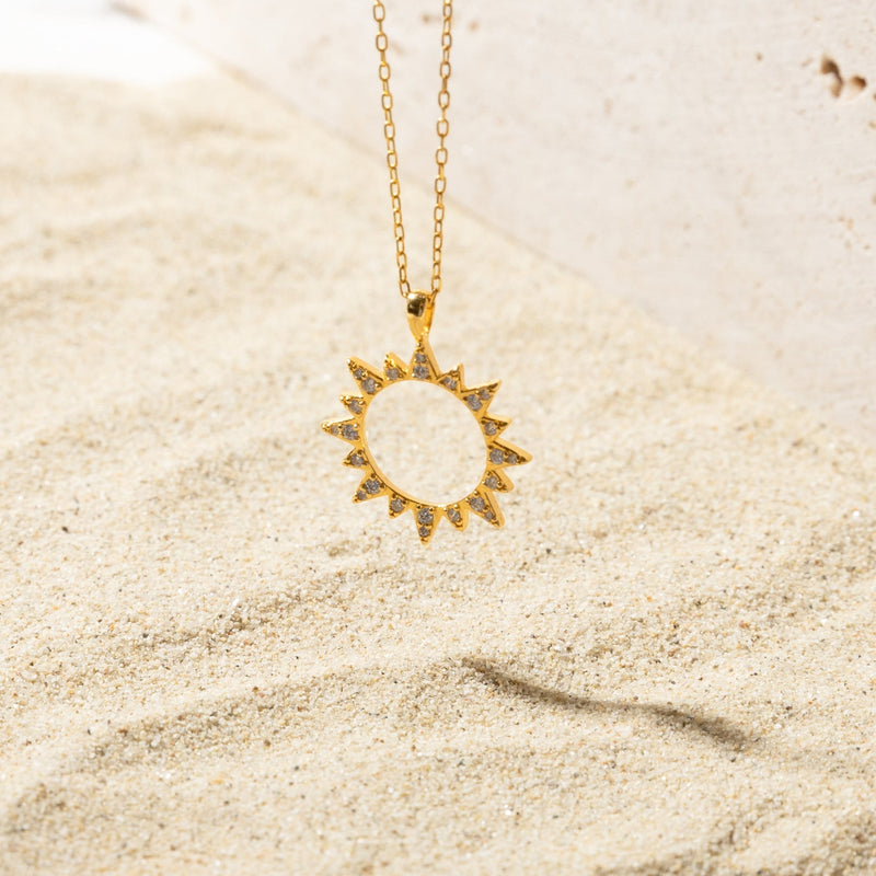Pave Sun Diamond Necklace
