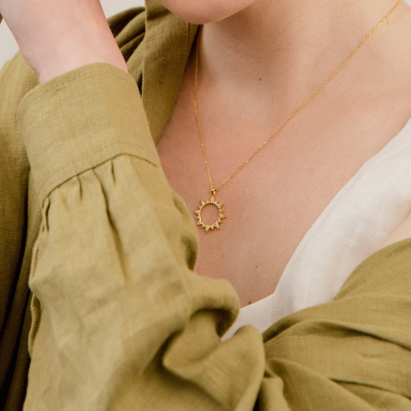 Pave Sun Diamond Necklace