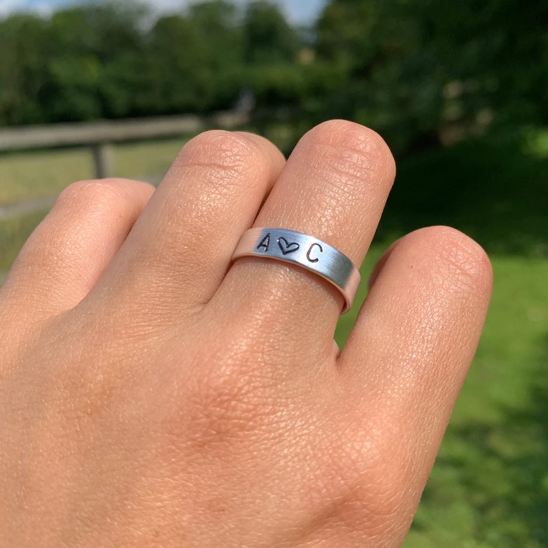 Initial couples ring with heart