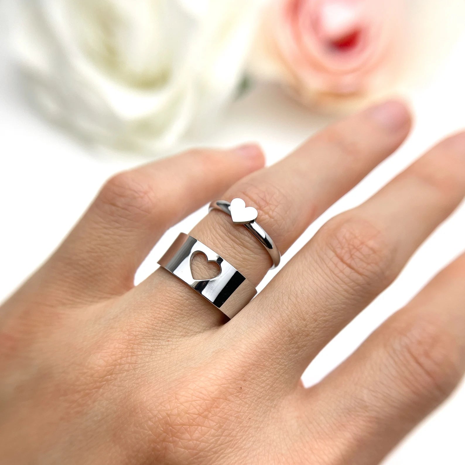 Mathing Rings Snap Heart Matching Friendship Couples Heart Ring – Artsy Store