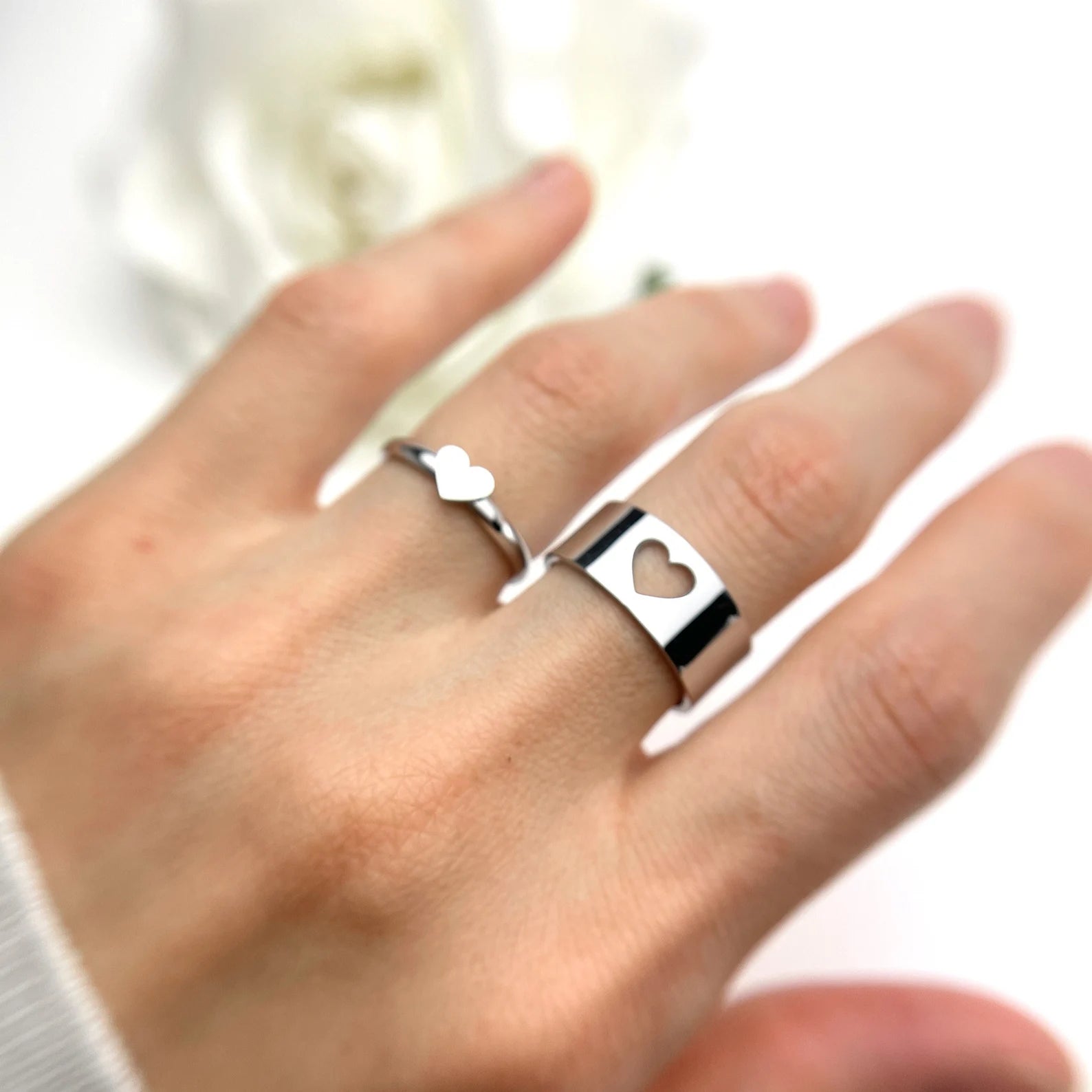 Mathing Rings Snap Heart Matching Friendship Couples Heart Ring – Artsy Store