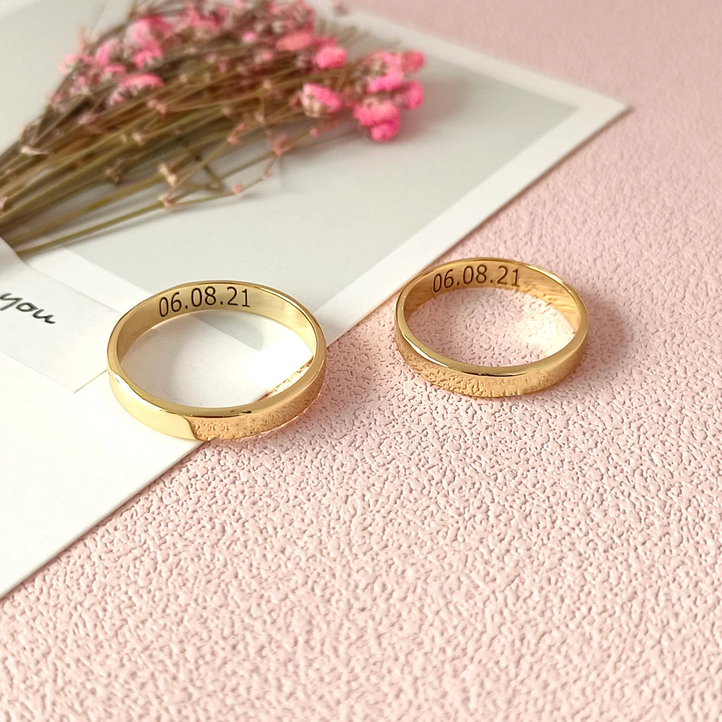 Personalized Ring Set Black & Rose Gold Sweetheart Ring Set Custom Engraved  Rings Friendship Promise Ring Couple's Ring Set His and Hers - Etsy