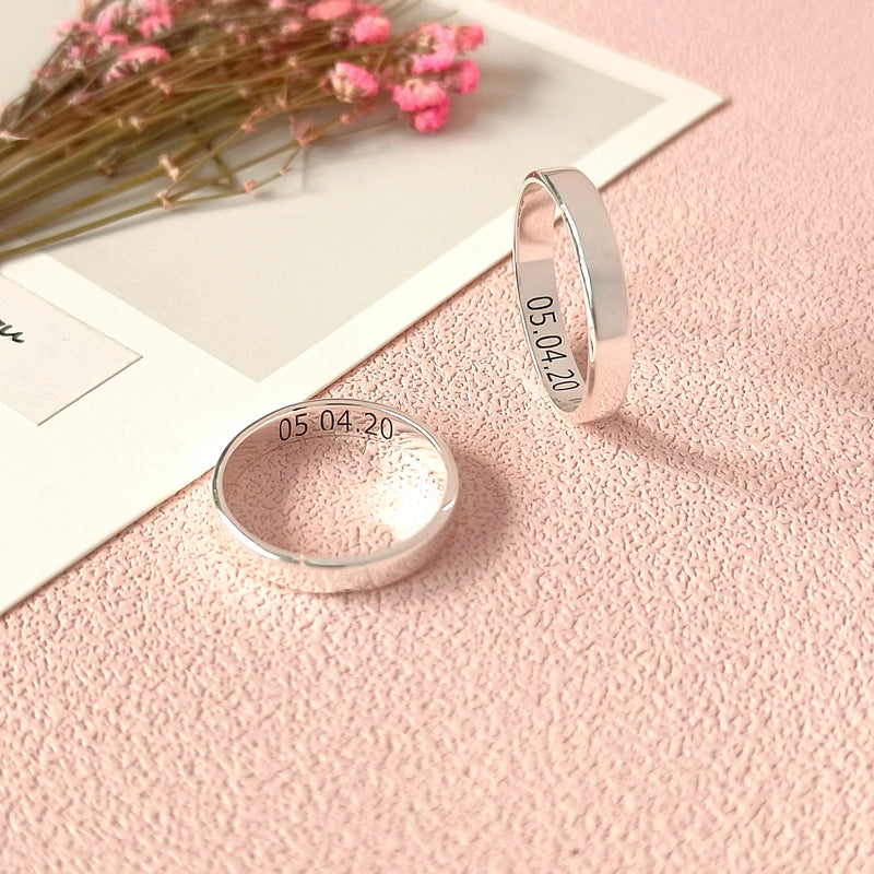 Custom Couples Rings Personalized Couple Rings with Engraving