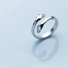 SILVER LOVE HUGGING HAND RING