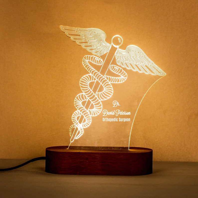 Acrylic Led Desk Lamp with Medical Sign.