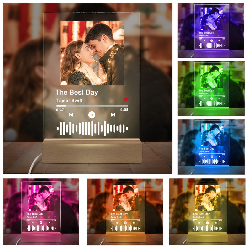 Personalized Photo Spotify Song Plaque Light