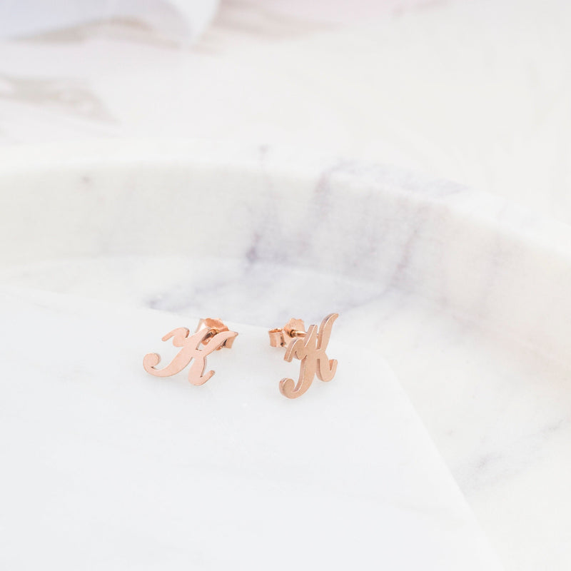 Initial Letter Earring Studs