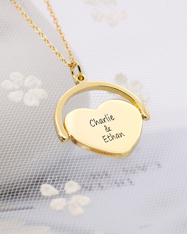 Photo Flip Necklace With Engraved