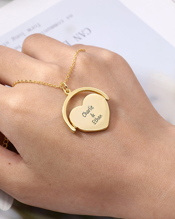 Photo Flip Necklace With Engraved