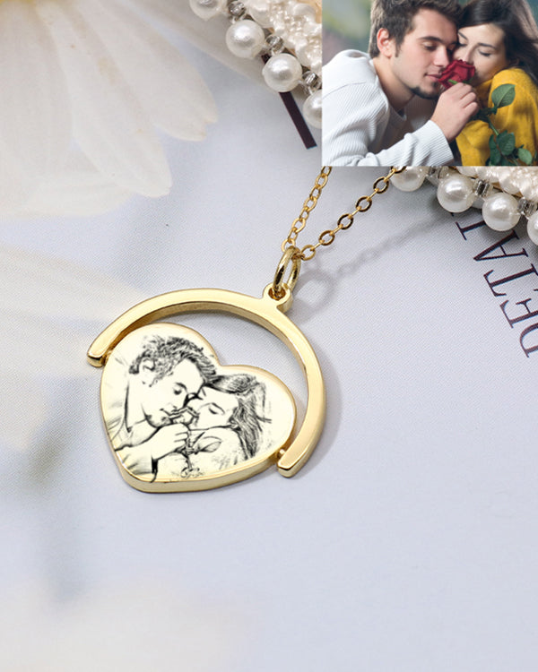 Photo Flip Necklace With Engraved