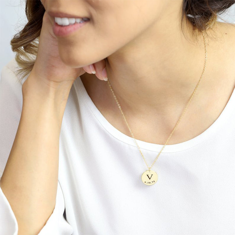 Initial Date Charm Necklace